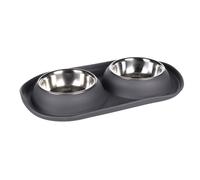 Gamelle Duo Grafa Ovale Gris foncé 2 x 220 ml pour l'eau et la nourriture pour p