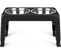 Gamelle Eau Surélevée Réglable en 3 Hauteur, Porte-Gamelles, Mangeoire INOX Anti Éclaboussure pour Petits, Moyens et Grands Chiens-22/26/28 cm-44 * 24 * 8 cm-Noir