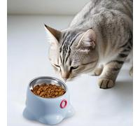Gamelle élégante en acier inoxydable amovible avec couvercle de support pour chat d'intérieur (bleu ciel, 10 x 18 cm)