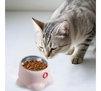 Gamelle élégante pour chat en acier inoxydable amovible avec couvercle de support pour chats d'intérieur (10 x 18 cm)