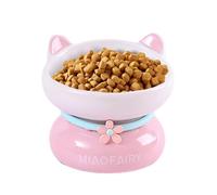 Gamelle en céramique à alimentation lente | Gamelle surélevée en céramique pour chat - Large gamelle en céramique pour chat avec prévention du refoulement inclinée, jolie gamelle surélevée à bouche