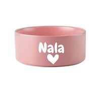 Gamelle en céramique personnalisée pour chien et chat - Bol en céramique pour chiot - Dessous antidérapant - Ne déborde pas - Gamelle pour chaton et chiot - Gamelle d'eau pour animal domestique (rose)