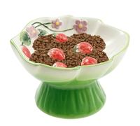 Gamelle en céramique pour chat - 150 ml - Pour éviter l'ingestion - Soutien de la nuque confortable - Sculpture en relief - Gamelle pour chien - Pour les familles et les animaleries (vert)
