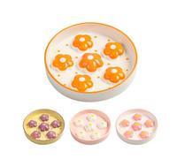 Gamelle en céramique pour Chat - 170,1 g - Plat de Nourriture Puzzle pour Une Alimentation Saine - Peu Profond et Large - Passe au Lave-Vaisselle - 16 x 3 cm (l x H) - 170 g - Fleur Orange Vif