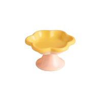 Gamelle en céramique pour chat - Fournitures pour animaux domestiques - Jolie petite assiette en forme de fleur - Assiette à goûter (jaune)