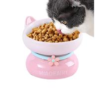 Gamelle en céramique pour chat | Gamelle en céramique pour chat anti-refoulement inclinée mignonne avec bouche inclinée, stable pour la nourriture et l'eau