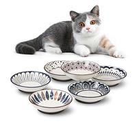 Gamelle en Céramique pour Chat - Lot de 6 Gamelles avec Petits Tapis Antidérapants - Bol de Nourriture pour Chat - Compatible Micro-Ondes et Lave-Vaisselle - 250 ML