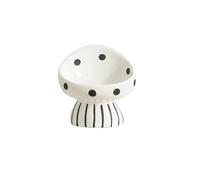 Gamelle en céramique pour chat - Protection du cou - Bouche inclinée - Anti-collision - Menton - Pieds hauts - Motif champignons blancs