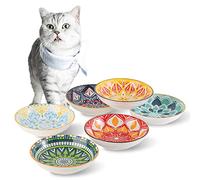 Gamelle en Céramique pour Chats - Lot de 6 Bols Nourriture en Porcelaine Colorée - Assiette pour Chaton de 250 ML - Micro-Ondes et Lave-Vaisselle - Diamètre de 14 cm
