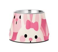 Gamelle en forme de lapin rose avec support en acier inoxydable pour animaux de compagnie avec support pour alimentation lente, chat, moustache, fatigue, platos para perros para comer lento