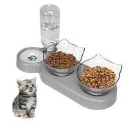 Gamelle inclinée à 15° pour chat, bol de nourriture amovible réglable avec support, bol d'eau flottante pour chat et chiot avec alimentation par gravité, bol d'alimentation anti-déversement pour chat