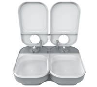 Cat Mate Mangeoire automatique C200 – 2 repas, minuterie, sac de glace, pour secs et humides – Blanc