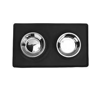 Gamelle Pliable pour Animaux, Bol Double en Silicone Et Acier Inoxydable Noir - Anti - Dérapant, Portable, Idéal pour Chiens Et Chats (Noire)