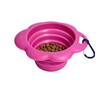 Gamelle portable pliable en silicone pour chien 14 x 14 x 2,5 cm | Ultra compact, se fixe aux bagages, léger, pas de fardeau, voyage longue distance, promenades au parc