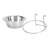 Gamelle pour Animal Domestique en Acier Inoxydable à Suspendre pour Chien et Chat avec Support Fixe Durable sans Danger pour Cage, chenil, Argent 16,7 cm 600 ML