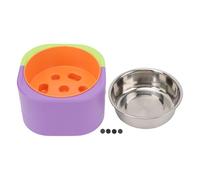 Gamelle pour Animaux de Compagnie à 3 Niveaux r é glable en Hauteur mangeoire en Acier Inoxydable pour Chat Chien Chiot ustensile de Nourriture avec Conception r é glable à Trois v (Violet et Vert)