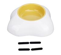 Gamelle pour Animaux en PP Jaune œuf, Double Bol pour Chien et Chat - Anti - débordement, Base antidérapante, Design Ergonomique pour Une Alimentation Confortable et Propre (C'était Simple.)