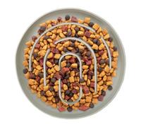 Gamelle pour chat à alimentation lente - Plat rond en silicone antidérapant - Aliments secs et humides - Pour intérieur et extérieur, salon, chambre à coucher, poulet en dés et fromage à la crème
