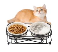 Gamelle pour chat | Distributeur avec support | Ensemble de gamelles en céramique pour chien et chat - Fournitures pour animaux de compagnie pour nourrir les petits chiens, chiots, chatons d'intérieur