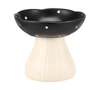 Gamelle pour chat en forme de champignon - 15 x 15 cm - Avec base de 12 cm de haut - Bol pour nourriture sèche - Gamelle d'eau pour chats à nez court - Chats épais - Noir