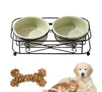 Gamelle pour chat | Station d'alimentation | Ensemble de bols en céramique pour chien et chat | Distributeur avec support | Fournitures pour animaux de compagnie pour nourrir les petits chiens, chiots