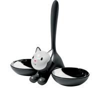 Alessi AMMI09 B Tigrito Gamelle pour Animaux Design Acier Inoxydable et Résine Thermoplastique Noir