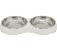 Gamelle pour chat Trixie Double Mélamine / Acier inoxydable Blanc