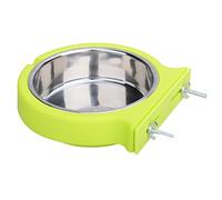 Gamelle pour chien, 2 en 1 en plastique et bol en acier inoxydable, bol amovible à suspendre pour chat, lapin, oiseau (vert)