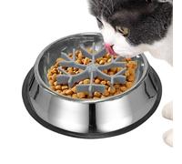 Gamelle pour chien à alimentation lente, bol d'alimentation anti-avaler | Vaisselle en silicone et acier inoxydable - pour chiens, chiots, chats, petits, grands, moyens, races