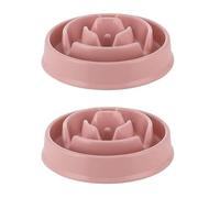 Gamelle pour chien à alimentation lente - Gamelle anti-glouton pour une alimentation saine - Lot de 2 bols puzzle interactifs (19 x 20,6 x 5 cm) (barbe à papa x2)