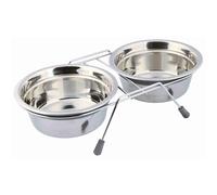 Trixie Set de gamelles pour chien Eat On Feet - anti-bruit - inox 2 × 0,9 L