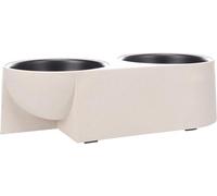 gamelle pour Chien - Double gamelle Duo Dinner Kana Beige et Noir - en Bambou et PP - Support antidérapant - Lavable au Lave-Vaisselle - 2x750ml
