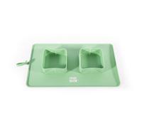 Gamelle Double Pliable en Silicone pour Chien et Chat - 2 x 600 ML - Bol de Voyage Portable Compact, Pliable et réutilisable - Silicone Alimentaire - Idéal extérieur - 4 Coloris (Vert)