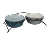 Trixie Ensemble de mangeoires pour chiens céramique Ø15 cm 2×600 ml Bleu/Gris clair