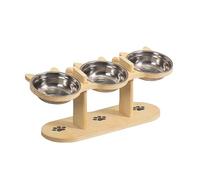 Gamelle pour Chien, Gamelle Chat, Support Incliné à 15°, Hauteur Réglable, Surélevée avec 3 Bols en Acier Inoxydable pour Petits Chiens et Chats