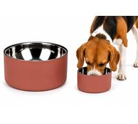gamelle pour Chien - gamelle Xara Rose Saumon Premium - Double paroi en Acier Inoxydable - 1,2L