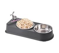 Gamelle pour chien pour nourriture et eau - Gamelle antidérapante en acier inoxydable avec station en résine antidérapante pour petit animal de compagnie, chiot, chien, chat