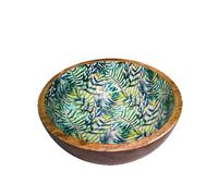 Gamelle pour chiens et chats en acier et bois avec feuille décorative mangue Cro