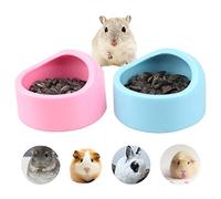 Gamelle pour Hamster,Gamelle pour Petits Animaux,Mangeoire pour Hamster,Bols pour Hamsters,Anti-Morsure, pour Hamster, Petits Animaux, Petits Rongeurs, Gerbille, 2 Pièces(Bleu et Rose)