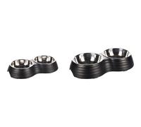 Gamelle pour la nourriture et d'eau pour chien Flamingo Duo Dinner Aschau Noir 11x4x25 cm