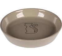 GAMELLE pour LA Nourriture ET l'eau Chat AURI CERAMIQUE Taupe Ovale 500ML 20x3,5CM