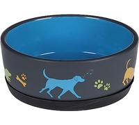 GAMELLE pour LA Nourriture ET l'eau Chien CORI CERAMIQUE Bleu Rond ANTIDERAPANT 500ML 14x5,5CM