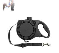 Gamelle rétractable pour Chien avec Ceinture et Gourde, 3 en 1 Multifonction, Laisse Portable avec écuelle Pliable et poignée antidérapante, pour Chiens de Petite (Black)