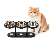 Gamelle surélevée 3 en 1 pour chat - Mangeoire ergonomique pour chat - Noir