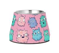 Gamelle surélevée en acier inoxydable avec support pour chien de taille moyenne Motif monstres mignons et colorés