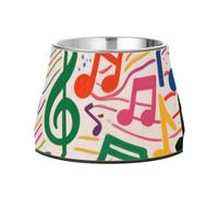 Gamelle surélevée en acier inoxydable avec symboles musicaux colorés pour petits chiens