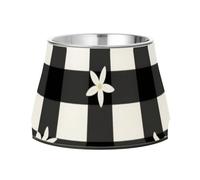 Gamelle surélevée en acier inoxydable pour chiens, chats, lapins, oiseaux - Motif écossais noir et blanc - Pour manger lentement - Platos de comida para perros