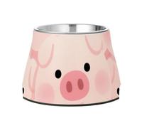 Gamelle surélevée en acier inoxydable pour petits animaux de compagnie Motif cochon Rose