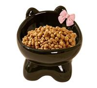 Gamelle surélevée en céramique for Chat, gamelle inclinée et Haute for Chiens, Distributeur Anti-Fuite for Chats d'intérieur, Petits Chatons(Dark Grey Colour)