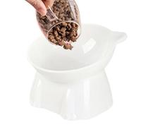 Gamelle surélevée pour chat - Alimentation inclinée surélevée - Plat incliné en céramique - Design ergonomique antidérapant | Support de salle à manger droit pour soulager les postures Aide à éviter